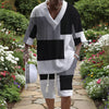 Casual Printing Suit Men's Summer Loose Short Sleeve T-shirt Shorts Set - Black
