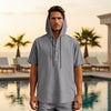 European And American Linen Short-sleeved Men's T-shirt Simple - Gray