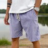 Men's Corduroy Shorts With Drawstring Fashion Casual Pockets Pants Summer - Purple