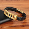 Men's Leather Braided Bracelet - Gold