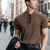 Men's Full Size Round Neck Short Sleeve T-Shirt Plus Size - Coffee Brown