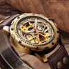 Men's Bronze Steampunk Watch - 44mm Automatic Skeleton Timepiece - Brown