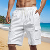 Men's Full Size Drawstring Shorts with Cargo Pockets Plus Size - White