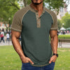 Men's Raglan Henley Color Block T-Shirt - Moss
