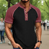 Men's Raglan Henley Color Block T-Shirt - Black