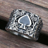 Titanium Steel Spades Epoxy Carved Men's Ring - Silver