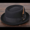 Wool Felt Classic Hat Pork Pie Stingy - Black Wool