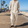BreezeFit Men's Summer Suit: Vibrant, Durable, Fast Ship - Khaki