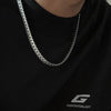 Embossed Cuban Necklace For Men - Flat bar silver