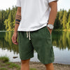 Men's Corduroy Shorts With Drawstring Fashion Casual Pockets Pants Summer - Green