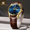 Elegant Leather Timepiece - Brown / blue