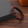 Men's Hand-woven Natural Tigereye Leather Beaded Bracelet - Red Tiger Eye Beaded