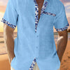 Men Casual Shirt Button Down Short Sleeve - Sky Blue