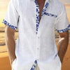 Men Casual Shirt Button Down Short Sleeve - White