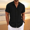 Men's Button Down Shirt Short Sleeve Plain Lapel - Black