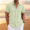 Men's Button Down Shirt Short Sleeve Plain Lapel - Green