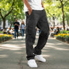 Men's Cargo Pants Trousers Drawstring Elastic Waist Multi Pocket - Black