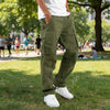 Men's Cargo Pants Trousers Drawstring Elastic Waist Multi Pocket - Green