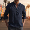 Men's Casual Button Down Shirts Long Sleeve Tops - Blue