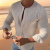 Men's Casual Solid Long Sleeve Shirt - Khaki