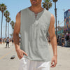 Men's Cotton Linen Tank Top Shirts Casual Sleeveless Lace Up Beach Hippie Tops Bohemian Renaissance Pirate Tunic - Gray