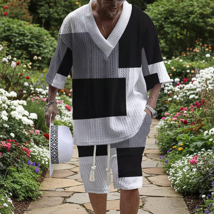 Casual Printing Suit Men's Summer Loose Short Sleeve T-shirt Shorts Set