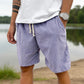 Men's Corduroy Shorts With Drawstring Fashion Casual Pockets Pants Summer