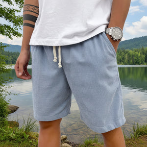 Men's Corduroy Shorts With Drawstring Fashion Casual Pockets Pants Summer