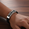 Men's Leather Braided Bracelet - Steel color