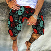 Men'S Spring And Summer New Shorts Skull Print Straight Beach Pants Men - Black