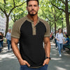 Men's Raglan Henley Color Block T-Shirt - Khaki
