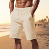 Men's Pants Loose Casual Linen Solid Color Shorts - Khaki