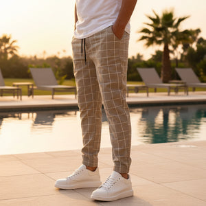 🧵 Men's Fashion Plaid Print Drawstring Trousers