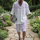 Casual Printing Suit Men's Summer Loose Short Sleeve T-shirt Shorts Set