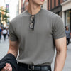 Men's Full Size Round Neck Short Sleeve T-Shirt Plus Size - Dark Gray