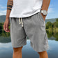 Men's Corduroy Shorts With Drawstring Fashion Casual Pockets Pants Summer
