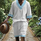 Casual Printing Suit Men's Summer Loose Short Sleeve T-shirt Shorts Set
