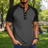 Men's Raglan Henley Color Block T-Shirt - Dark Gray