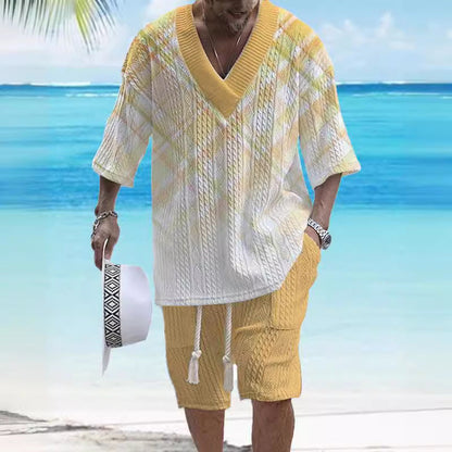 Casual Printing Suit Men's Summer Loose Short Sleeve T-shirt Shorts Set