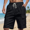 Men's Full Size Drawstring Shorts with Cargo Pockets Plus Size - Black