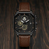 Men's Waterproof Quartz Watch Luminous - Black Plate Coffee Belt