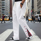 Contrast Color Drawstring No Fly Straight Track Sweatpants