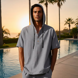 European And American Linen Short-sleeved Men's T-shirt Simple