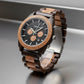 Men's Wood Chronograph Watch - Six Hand Calendar Sports Casual Timepiece