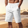 Men's Pants Loose Casual Linen Solid Color Shorts - White