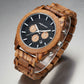 Men's Wood Chronograph Watch - Six Hand Calendar Sports Casual Timepiece