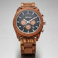 Men's Wood Chronograph Watch - Six Hand Calendar Sports Casual Timepiece