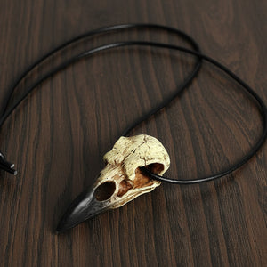 Gothic Raven Skull Pendant Necklace