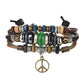 BOHO Tibet Stone Feather Multilayer Leather Bracelet Eye Fish Charms Beads Bracelets For Men Vintage Punk Wrap Wristband Cool Jewelry