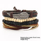 BOHO Tibet Stone Feather Multilayer Leather Bracelet Eye Fish Charms Beads Bracelets For Men Vintage Punk Wrap Wristband Cool Jewelry